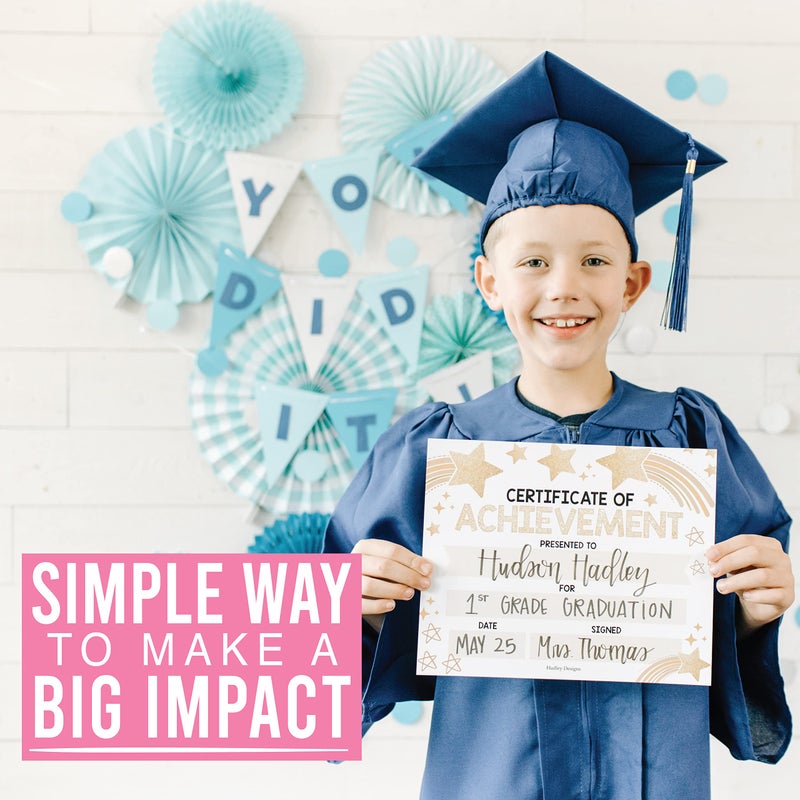 Hadley Designs 25 Colorful Preschool Kindergarten Diploma Certificate Paper Print for Kids - Graduation Certificates of Achievement Award Certificates for Students - Image 5